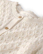 Girls Organic Cotton Pointelle Sweater Cardigan, image 2 of 4 slides
