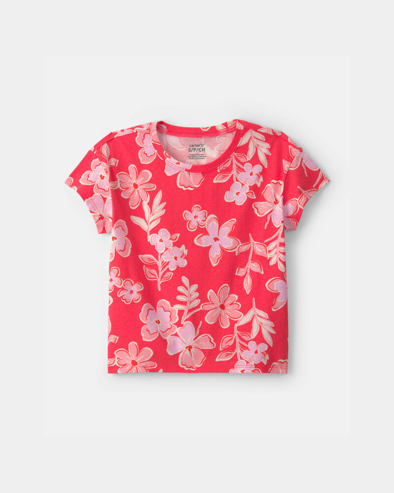 Girls Floral Top - Coral, image 1 of 3 slides
