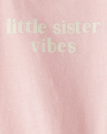 Baby Girl 'Little Sister Vibes' Short-Sleeve Graphic Bodysuit - Pink, 