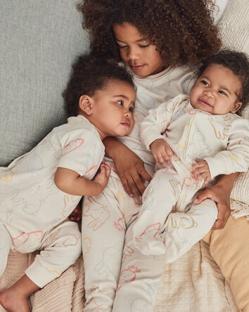 Baby Easter 100% Cotton 2-Way Zip Sleep & Play Pajamas - Cream, 