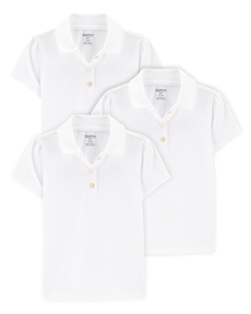 Toddler 3-Pack Pique Uniform Polo Shirts -  White, image 1 of 3 slides
