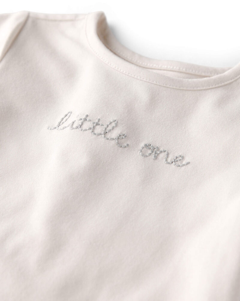 Baby Organic Cotton 'Little One' Embroidered Bodysuit , image 2 of 4 slides