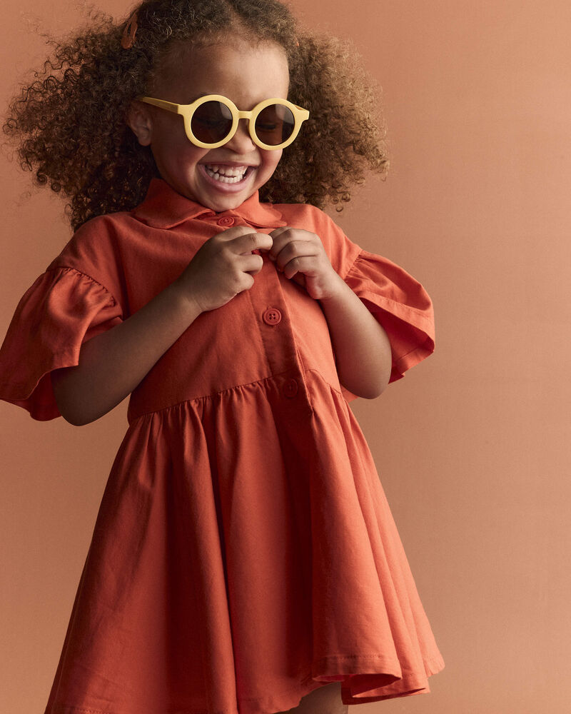 Toddler Girl Ruffle Collar Flowy Dress - Orange, image 1 of 6 slides