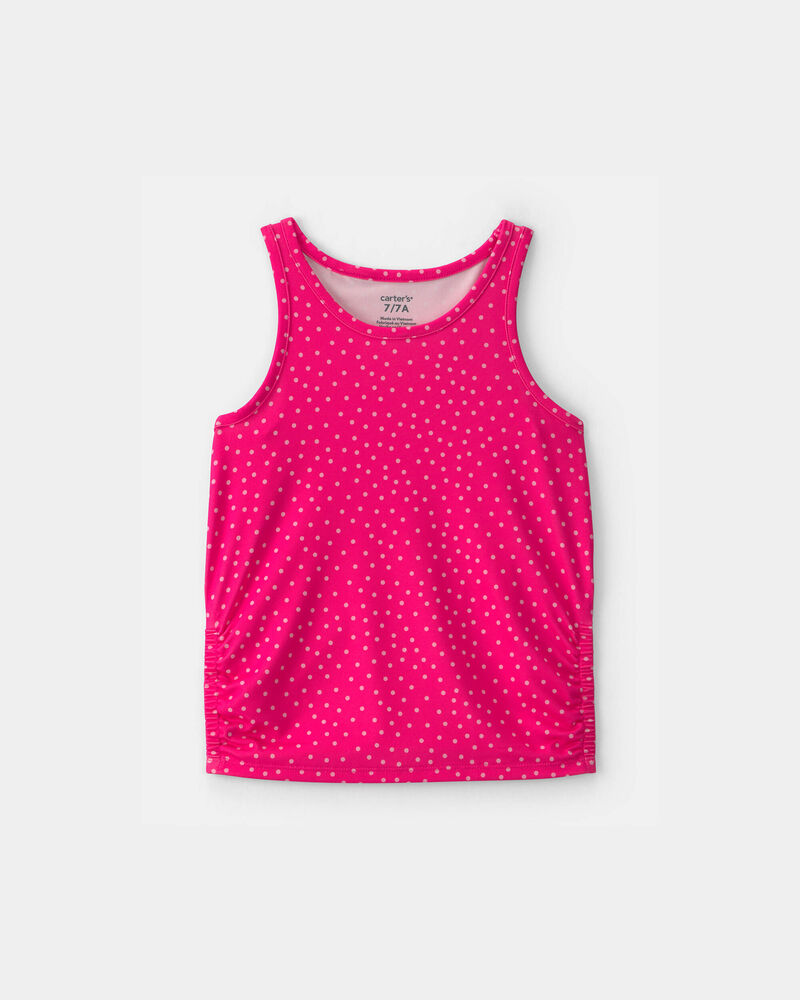 Girls Polka Dot Active Tank Top - Pink, image 1 of 3 slides