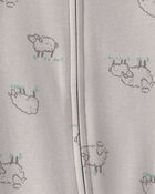 Baby Sheep 100% Cotton 2-Way Zip Sleep & Play Pajamas - Grey, image 3 of 5 slides