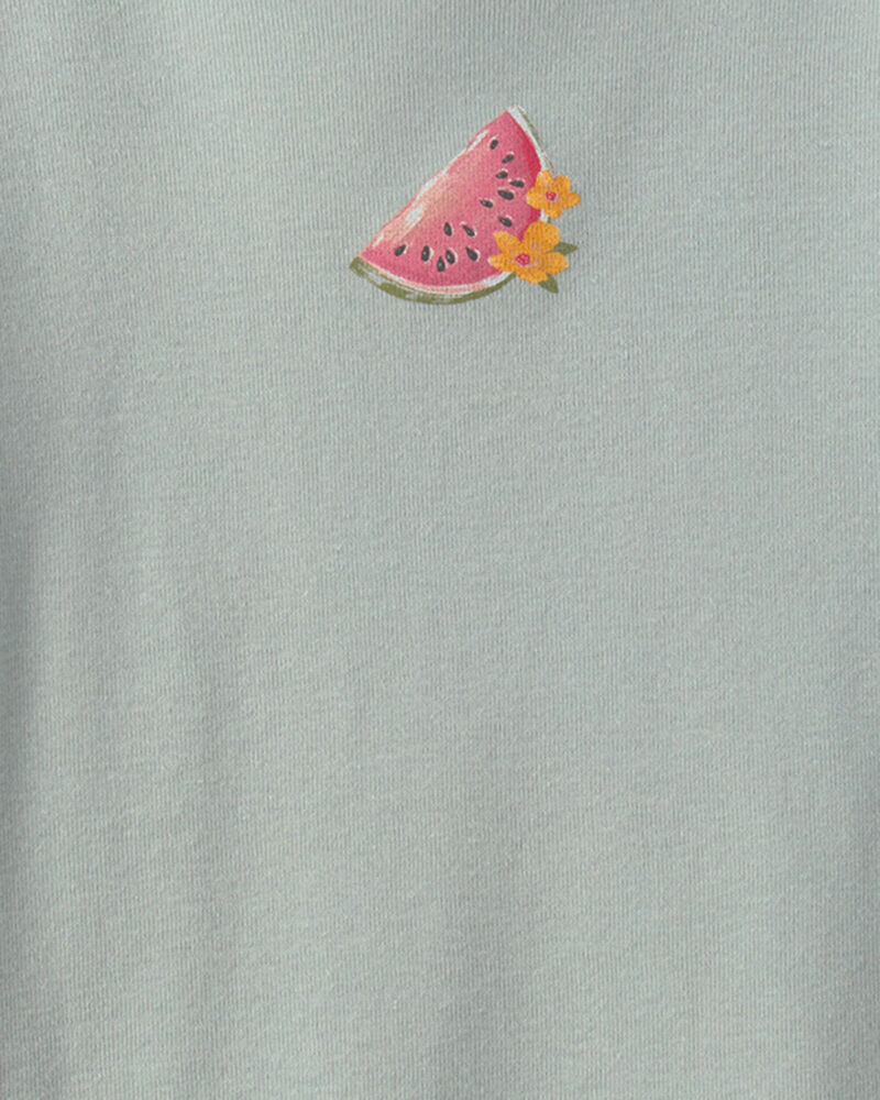 Girls Watermelon Ribbed Tee - Green, image 2 of 3 slides