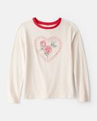 Girls Valentine Heart Long-Sleeve Graphic Tee - White, image 1 of 3 slides