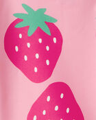 Toddler Girl 3-Piece Strawberry Rashguard Swimsuit Set - Pink, image 4 of 6 slides