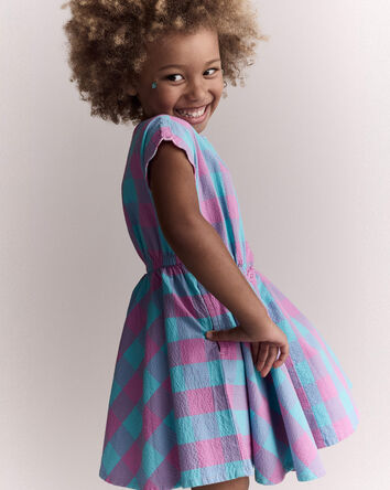 Toddler Girl Avenue Twirl&trade; Gingham Scalloped Dress - Purple/Blue, 