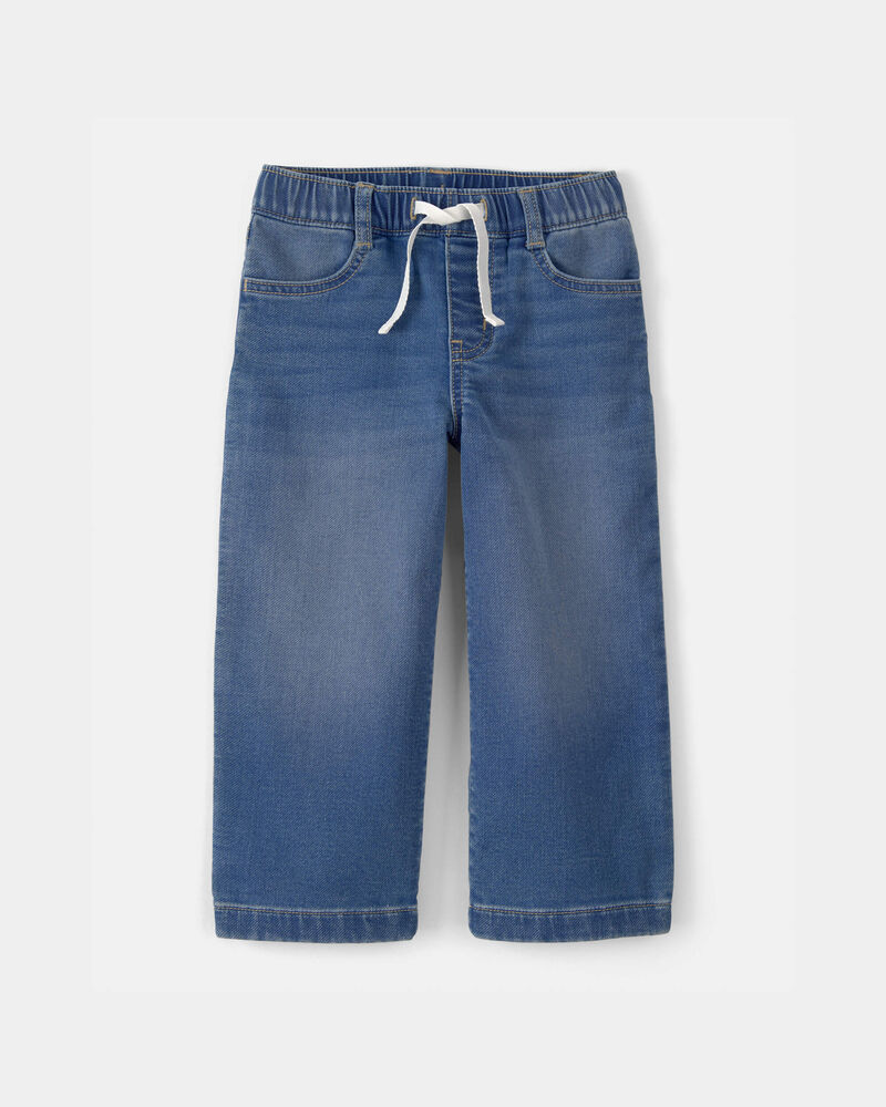 Toddler Girl Drawstring Wide-Leg Jeans - Dark Wash, image 1 of 4 slides