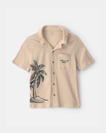 Boys Beach Short-Sleeve Button-Down Shirt - Khaki, 