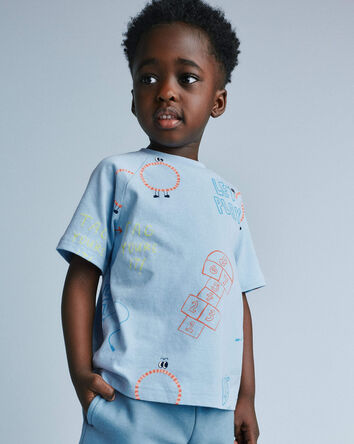 Toddler 'Let's Play' Raglan Relaxed Tee - Light Blue, 