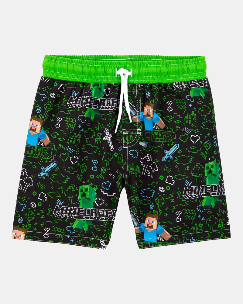 Boys Minecraft&reg; Swim Trunks - Green, image 1 of 3 slides