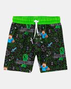Boys Minecraft&reg; Swim Trunks - Green, image 1 of 3 slides