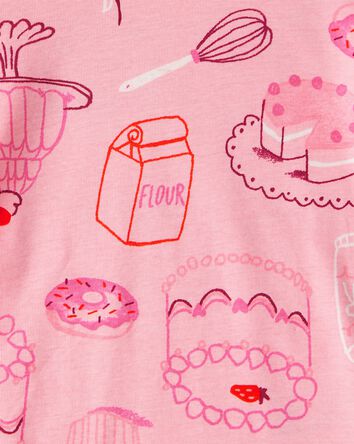 Toddler Girl Desserts 100% Cotton Snug Fit 4-Piece Pajamas - Pink/White, 