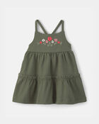 Baby Girl Flower Embroidered Sleeveless Dress - Green, image 1 of 5 slides