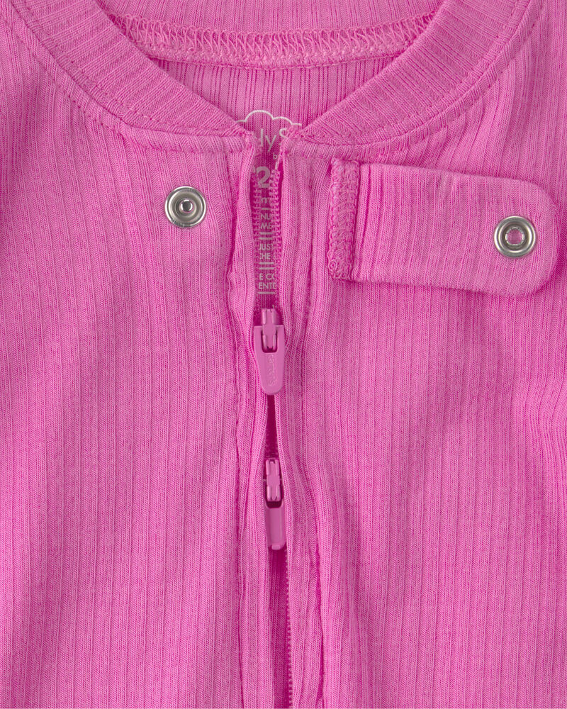Baby Girl PurelySoft Snug Fit 1-Piece Pajama - Pink, image 6 of 9 slides
