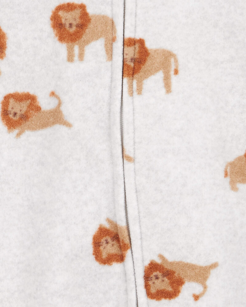 Baby Boy Lion Fleece Zip-Up Footie Sleep & Play Pajamas, image 2 of 5 slides