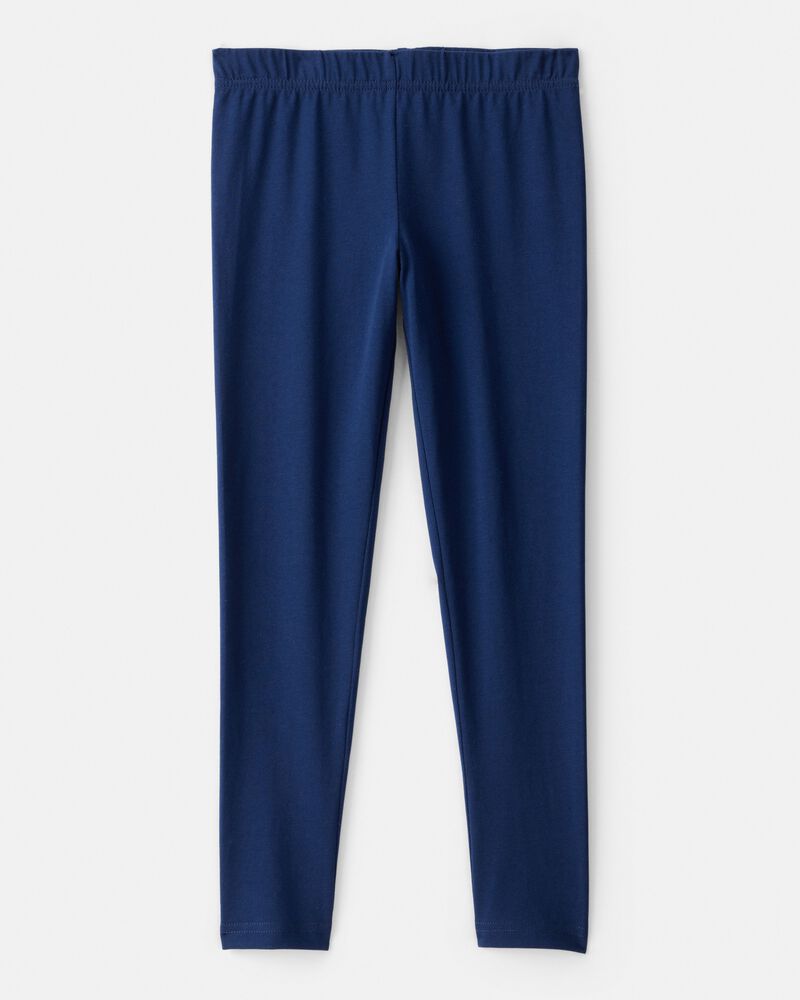 Girls Cotton Stretch Leggings - Navy, image 2 of 5 slides