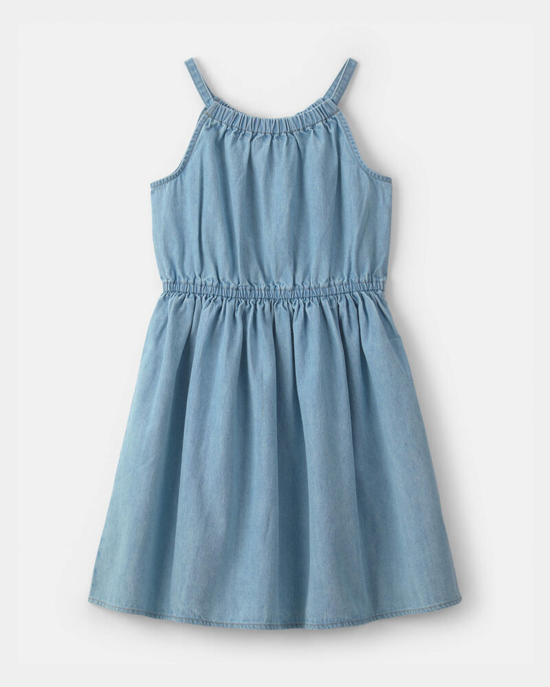 Girls Denim Chambray Dress - Light Wash, image 1 of 4 slides
