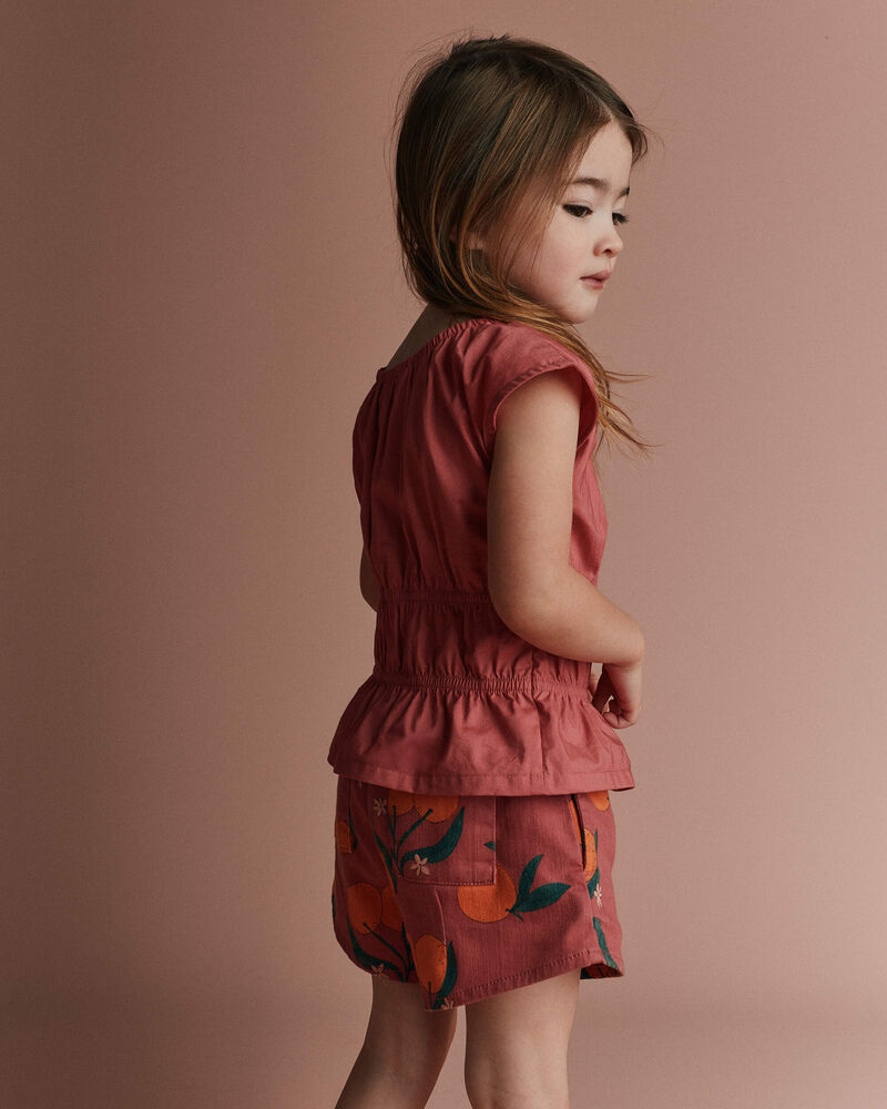 Toddler Girl Elastic Waist Peplum Top - Rose, image 4 of 6 slides