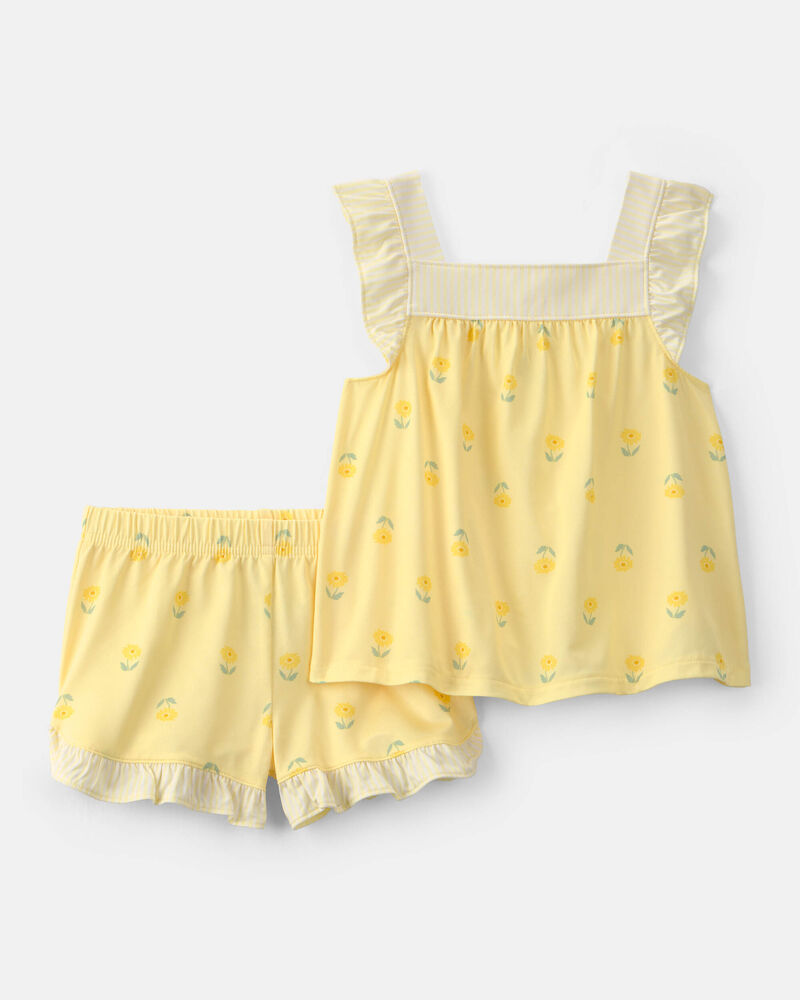 Toddler Girl Floral Sleeveless Loose Fit 2-Piece Pajama Set - Yellow, image 1 of 5 slides
