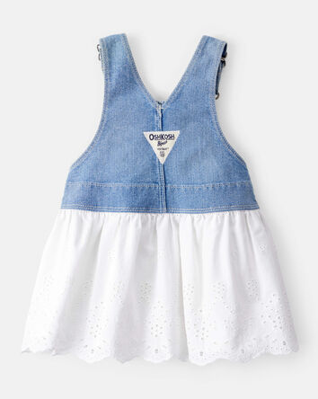 Baby Girl Eyelet Denim Jumper Dress, 
