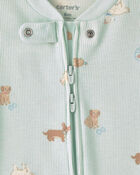 Baby Girl Pets Cotton 2-Way Zip Sleep & Play Pajamas - Green, image 3 of 4 slides