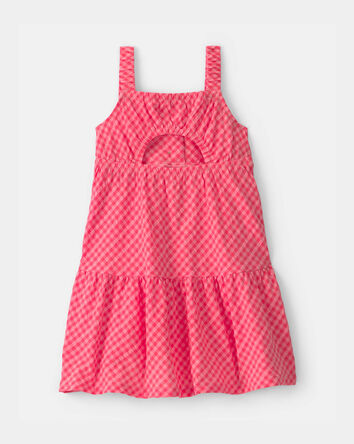 Toddler Girl Gingham Tiered Dress - Coral, 