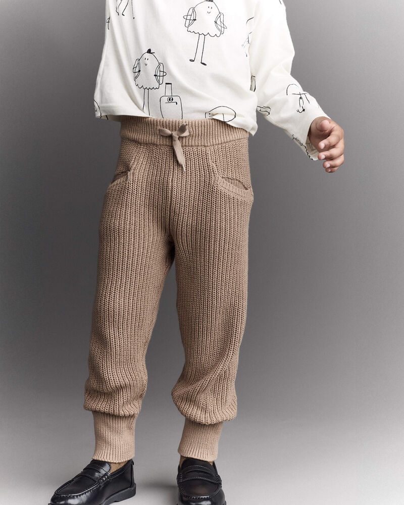 Toddler Sweater Jogger Pant - Tan, image 3 of 7 slides