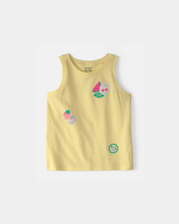 Toddler Girl Fruit Sticker Graphic Tank - Yellow, 