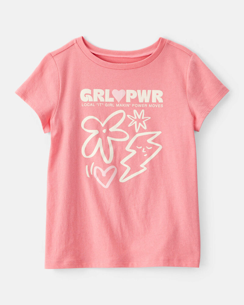 Girls Girl Power Short-Sleeve Graphic Tee - Coral, image 1 of 3 slides