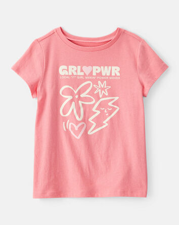Girls Girl Power Short-Sleeve Graphic Tee - Coral, 