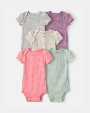 Baby Girl 5-Pack Multipack Bodysuits - Pink/Green/Purple, 