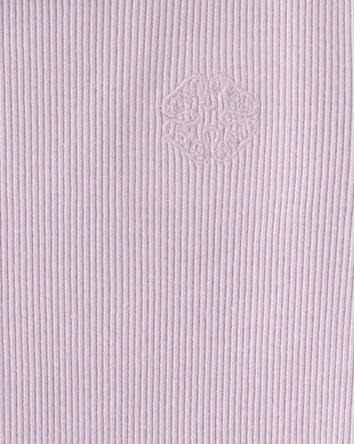 Toddler Girl Logo Embroidered Ribbed Tee - Purple, 