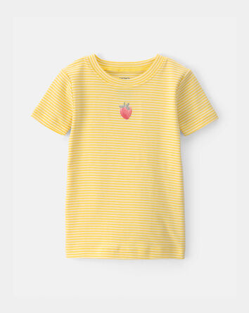 Baby Girl Strawberry 100% Cotton Snug Fit 2-Piece Pajama Set - Yellow, 