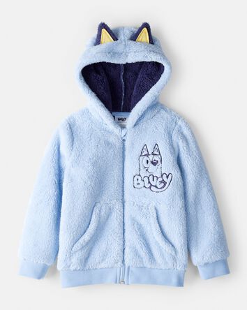 Toddler Boy Bluey&trade; Sherpa Hooded Zip-Up Jacket - Blue, 