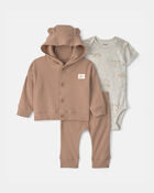 Baby 3-Piece Bear Layering Set - Grey/Brown, image 1 of 4 slides