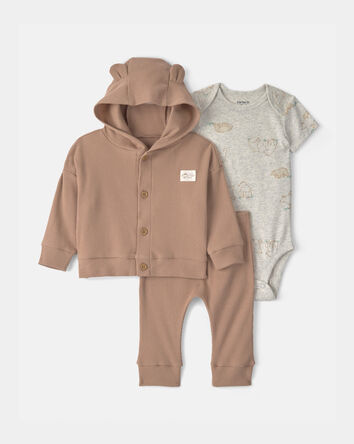 Baby 3-Piece Bear Layering Set - Grey/Brown, 