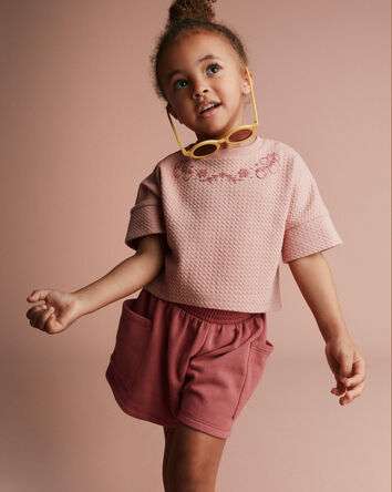 Toddler Girl Swing Shorts with Pockets - Rose, 