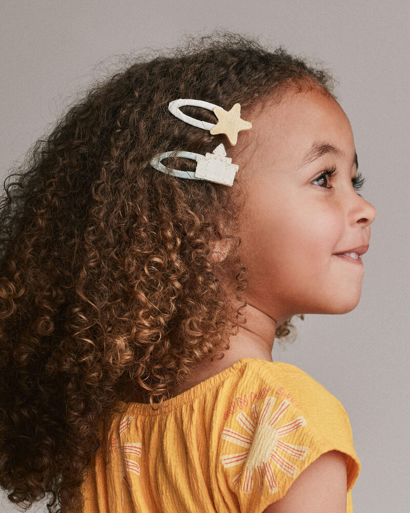 Toddler Girl 6-Pack Sandcastle Hair Clips - Cream/Light Pink/Blue, image 3 of 6 slides