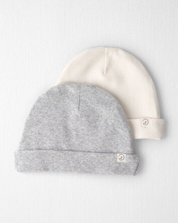 Baby 2-Pack Organic Cotton Rib Caps, 