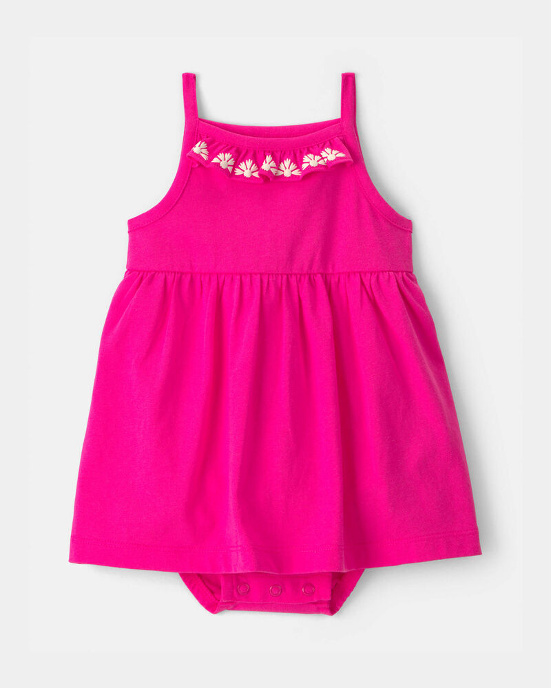 Baby Girl Sleeveless Bodysuit Dress - Pink, image 1 of 4 slides
