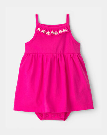 Baby Girl Sleeveless Bodysuit Dress - Pink, 