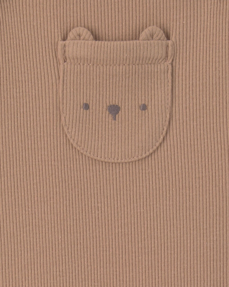 Baby 2-Piece Bear Long-Sleeve Overall Set - Brown, image 4 of 6 slides