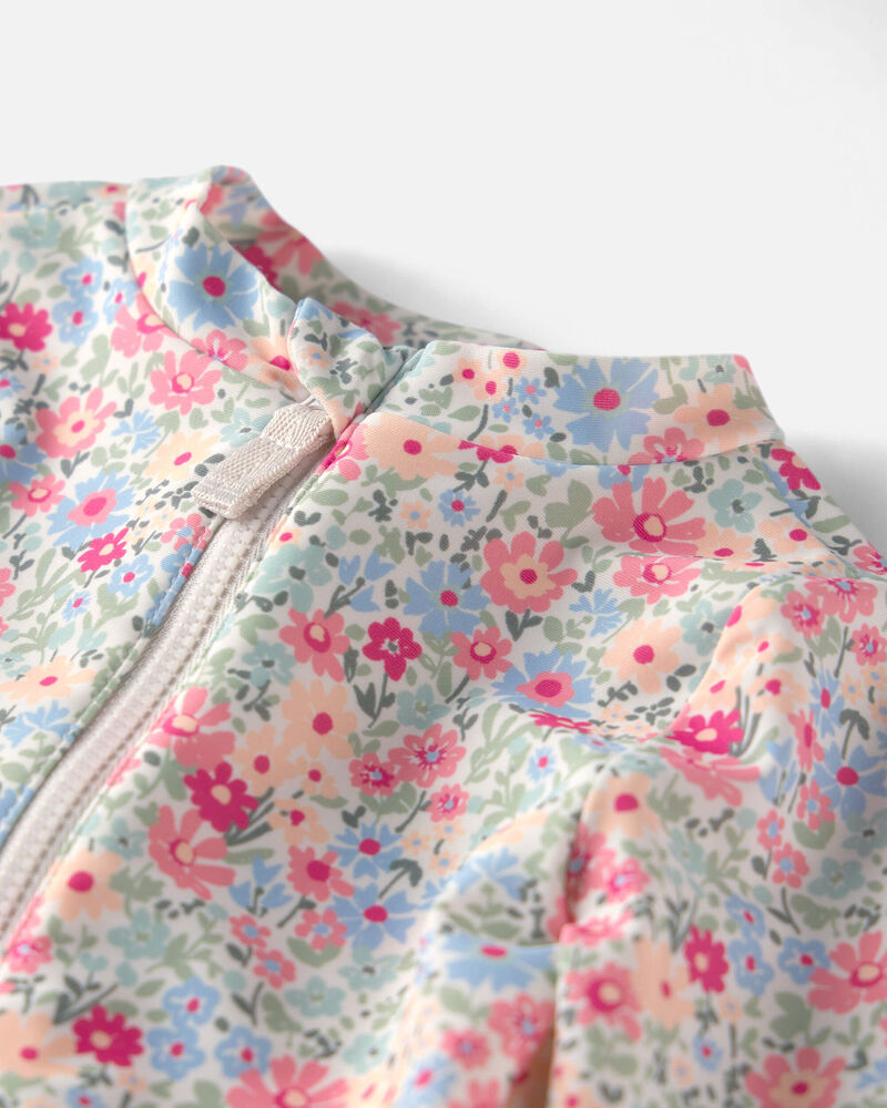 Baby Girl Recycled Rashguard Swimsuit in Meadow Mix, image 3 of 5 slides