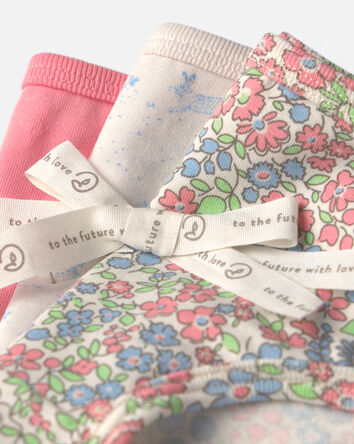 Girls 3-Pack Organic Cotton Hipster Underwear in Floral , 