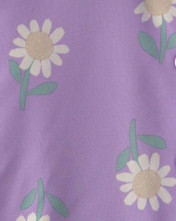 Toddler Girl Flower Short-Sleeve 2-Piece Pajama Set - Purple, 