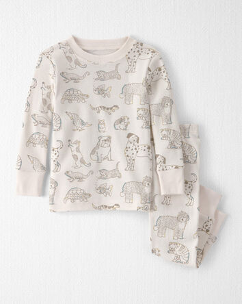 Baby 2-Piece Organic Cotton Ribbed Pajama Set in Pet Print, 