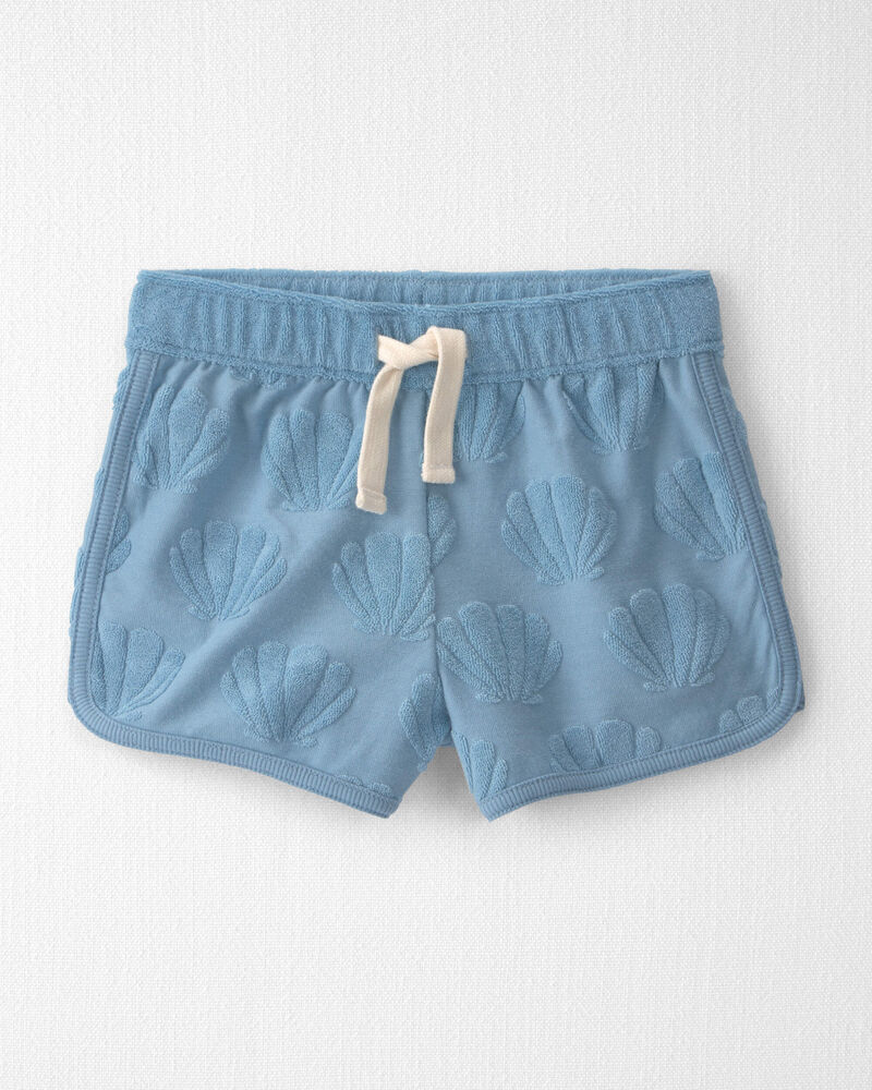 Toddler Girl 2-Piece Terry Top & Short Set Made with Organic Cotton in Blue Seashells, image 2 of 5 slides
